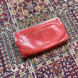 VTG 00s Hobo The Original Red Leather Clutch Wallet Multi Pocket Magnet Closure